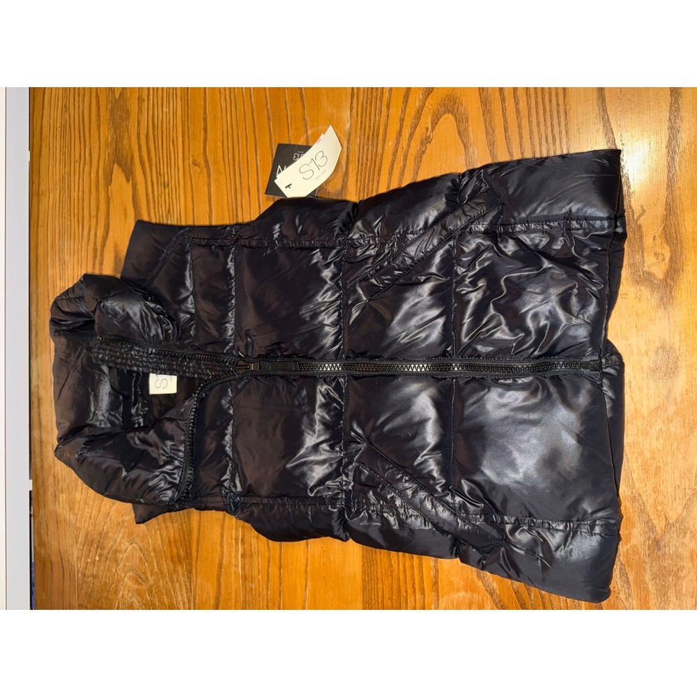S13 New York Girls Black Shiny Puffer Vest Size 12 Down‎ Insulation